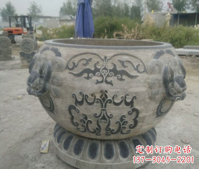赣州仿古圆形水缸石雕 (3)