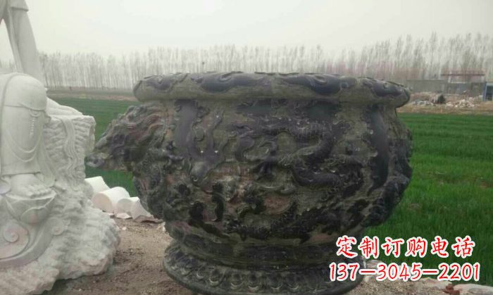 赣州仿古圆形水缸石雕 (2)
