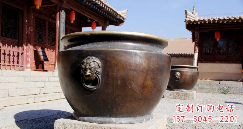 赣州仿古圆形水缸铜雕