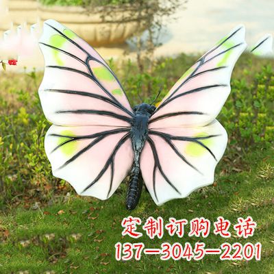 赣州浅粉白色仿真蝴蝶雕塑