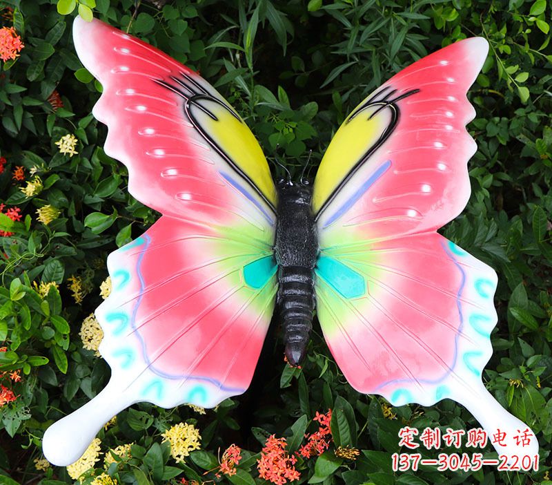 赣州仿真蝴蝶摆件花园园林彩绘动物树脂雕塑