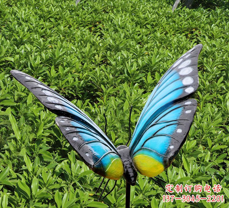 赣州仿真蝴蝶插件,玻璃钢公园昆虫雕塑