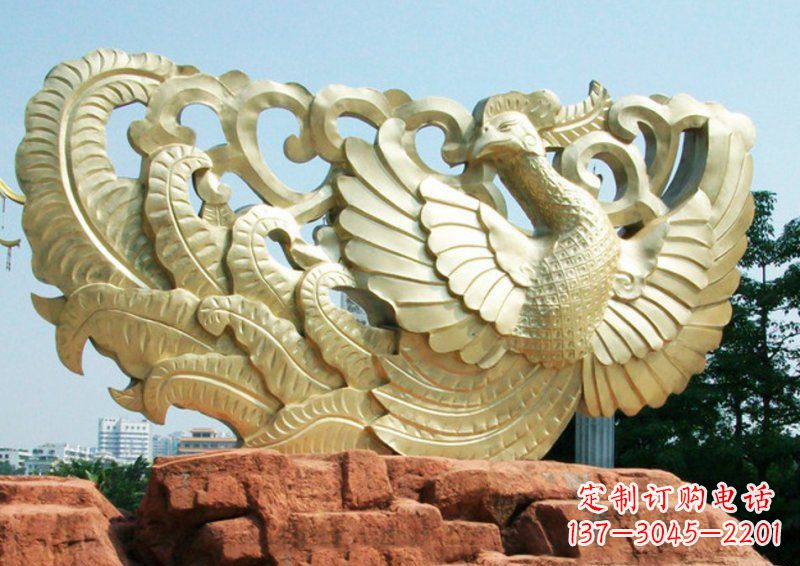 赣州凤凰古代神兽铜雕