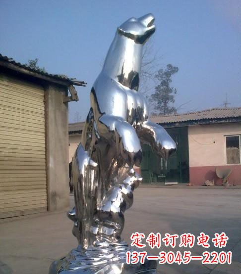 赣州公园不锈钢抽象北极熊动物雕塑