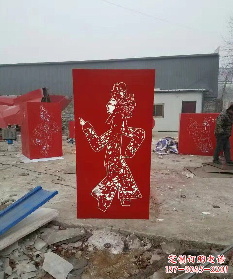赣州不锈钢灯罩皮影戏人物雕塑