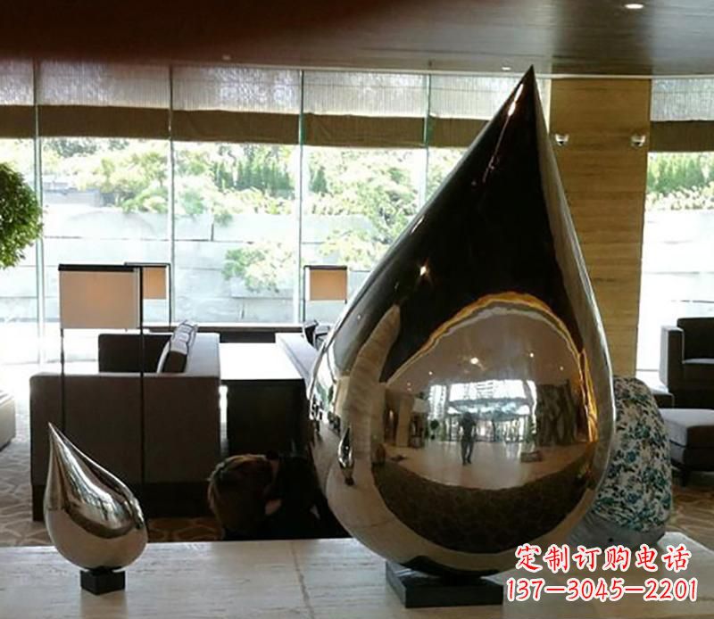 赣州公园不锈钢水滴球景观雕塑