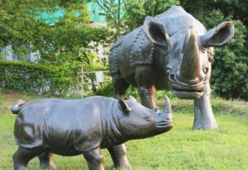 赣州犀牛铜雕-公园园林草坪室内外装饰雕塑