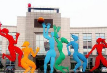 赣州激情运动的写照不锈钢女孩打篮球雕塑