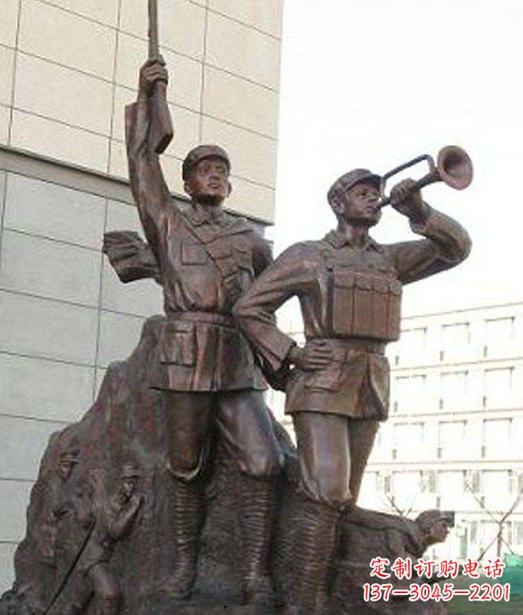 赣州革命精神熠熠冲锋号铜雕