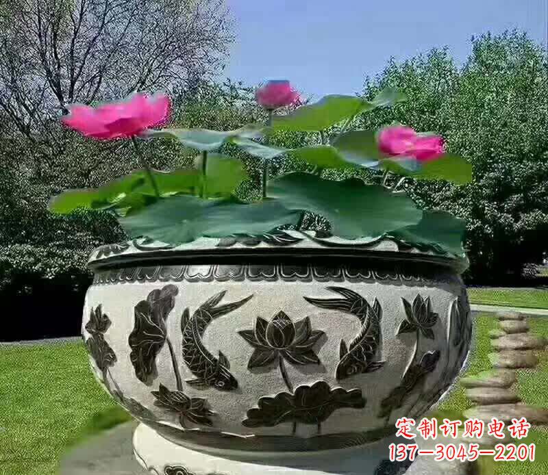 赣州唯美鲤鱼水缸雕塑