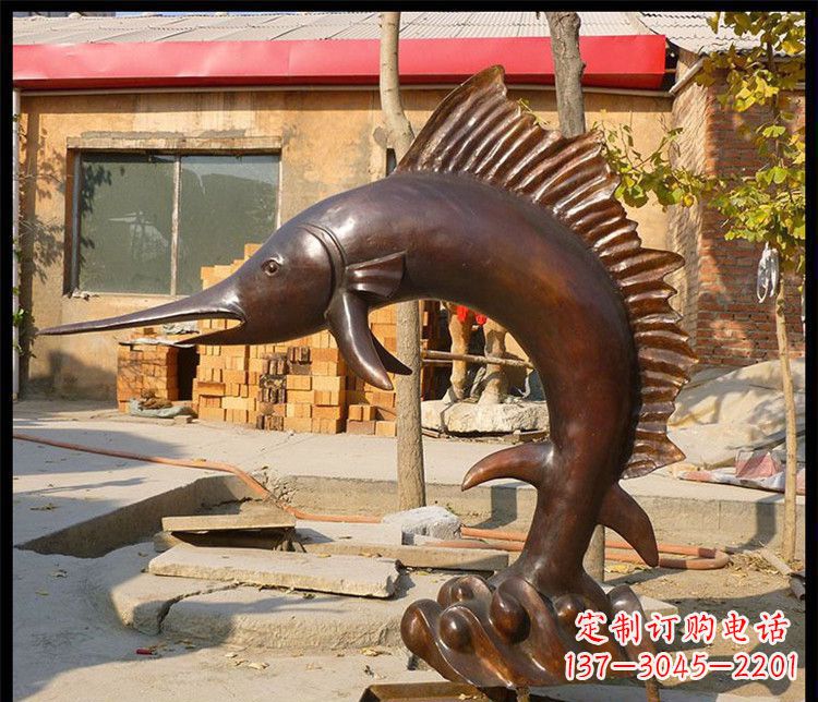 赣州公园剑鱼动物铜雕