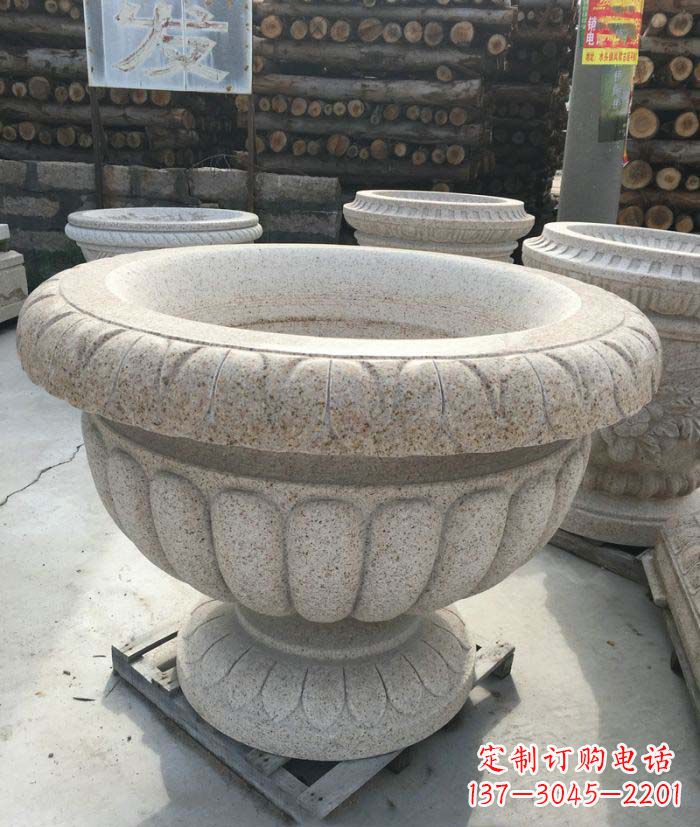 赣州高质量大理石花盆石雕