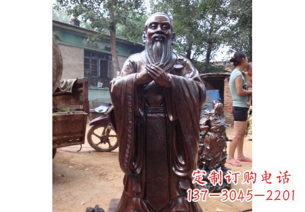 赣州古代教育家人物孔子玻璃钢仿铜雕塑