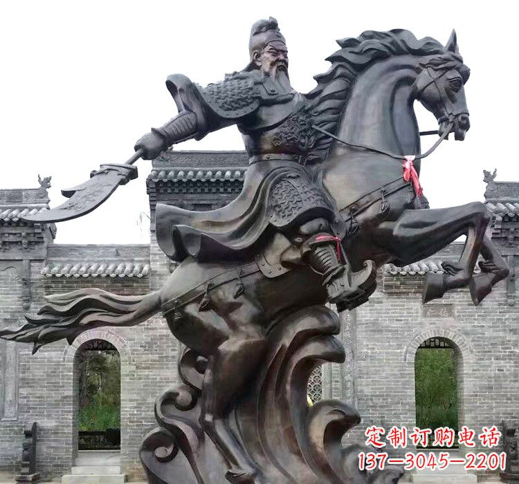 赣州精致细腻的关公骑马雕塑