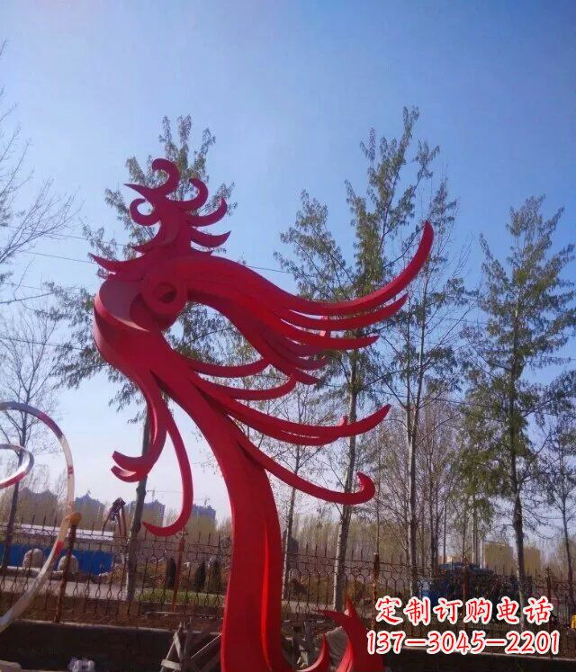 赣州广场不锈钢大型抽象凤凰雕塑