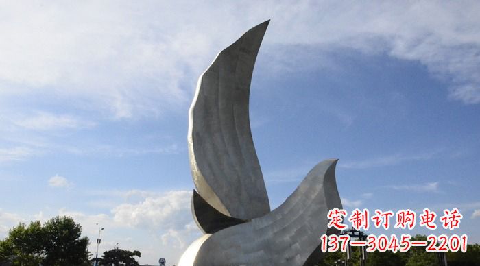 赣州广场不锈钢大型抽象和平鸽雕塑