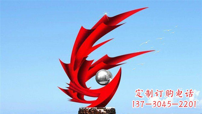 赣州广场不锈钢凤凰大型抽象雕塑