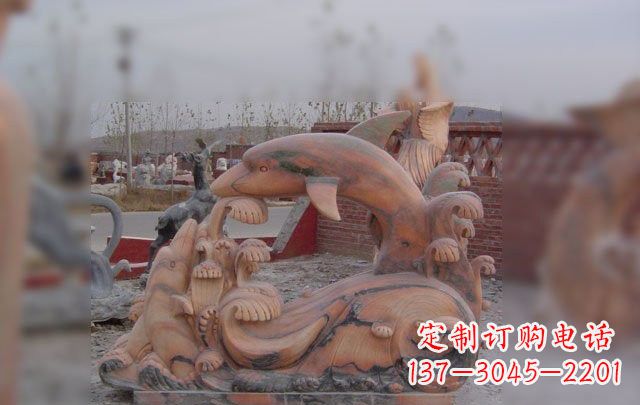 赣州海豚海浪石雕,精美艺术品