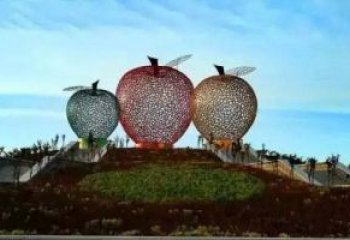 赣州精美大气的不锈钢苹果雕塑