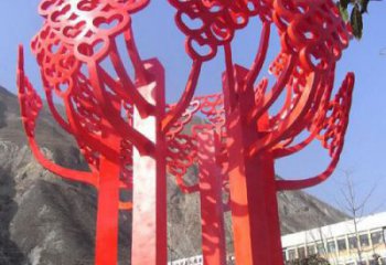 赣州不锈钢心形树叶大树雕塑，展示爱与生命