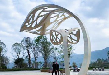 赣州精致的不锈钢树叶雕塑