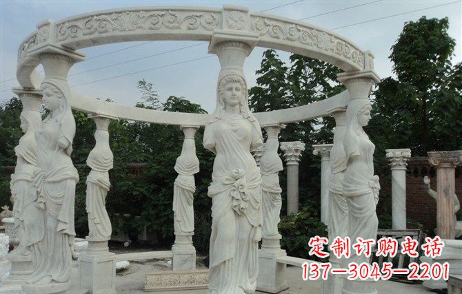 赣州汉白玉欧式凉亭雕塑,尽享悠然凉意
