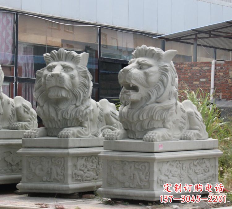 赣州汉白玉狮子雕塑,欧式风格精美雕塑