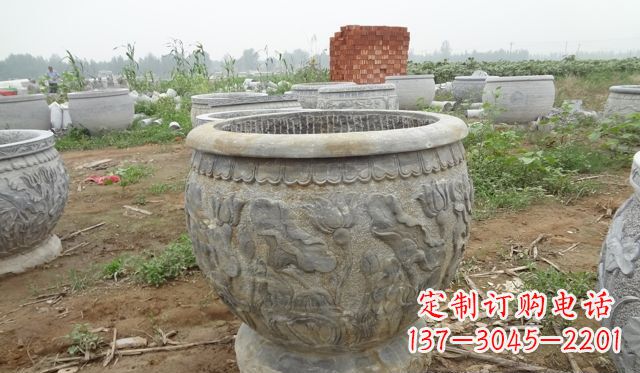 赣州荷花花盆公园景观石浮雕