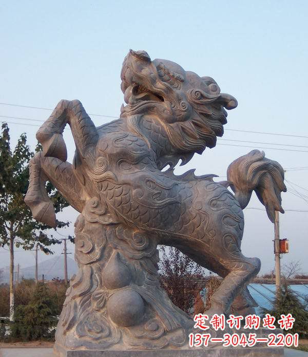 赣州精美独特的麒麟神兽石雕