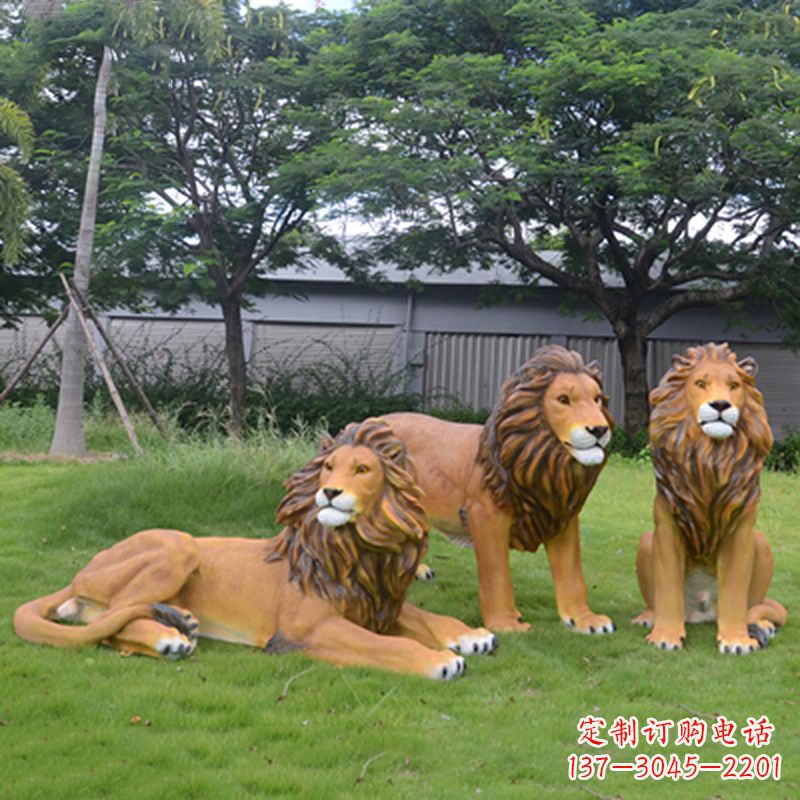 赣州把公园里的斗勇气释放出来--领雕金刚户外仿真狮子雕塑