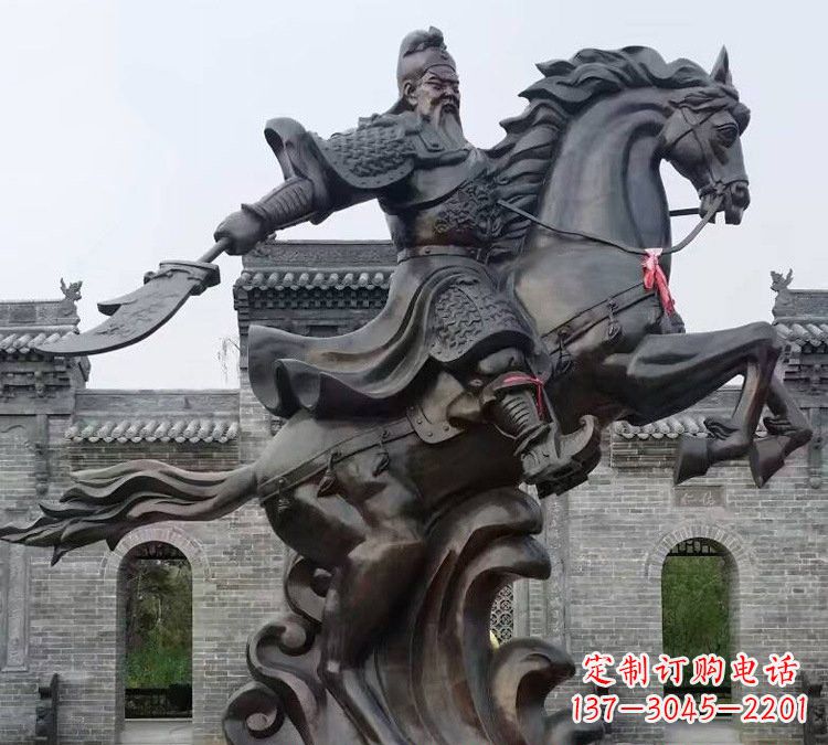 赣州景区景点铸铜大型骑马关公