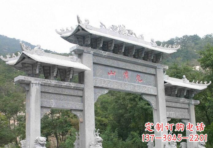 赣州景区三门仿古牌坊石雕