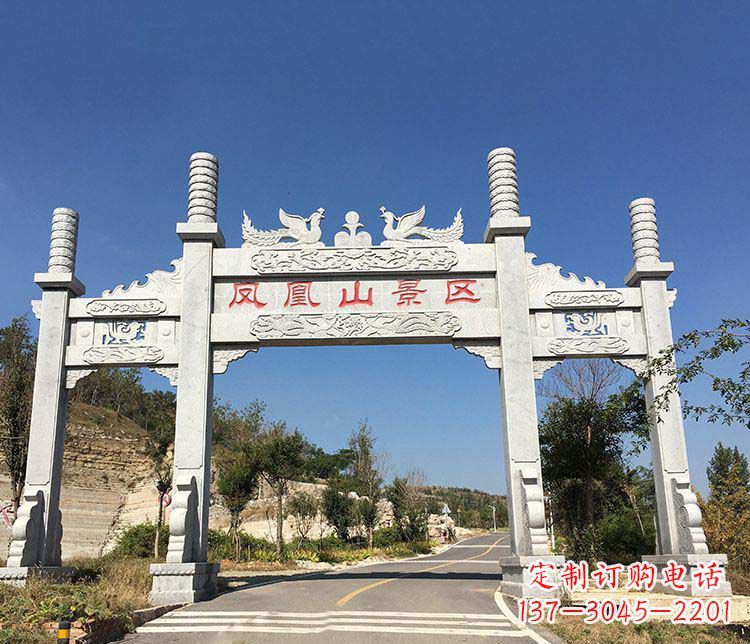 赣州景区三门牌坊石雕 (2)
