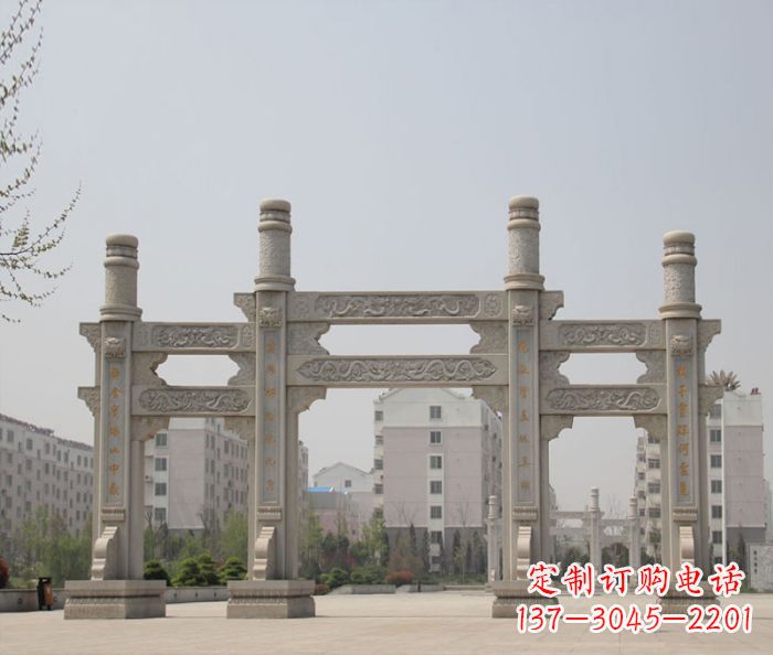 赣州上中领雕塑:牌坊石雕定制