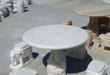 赣州百变汉白玉圆形石桌凳，让家居更具格调