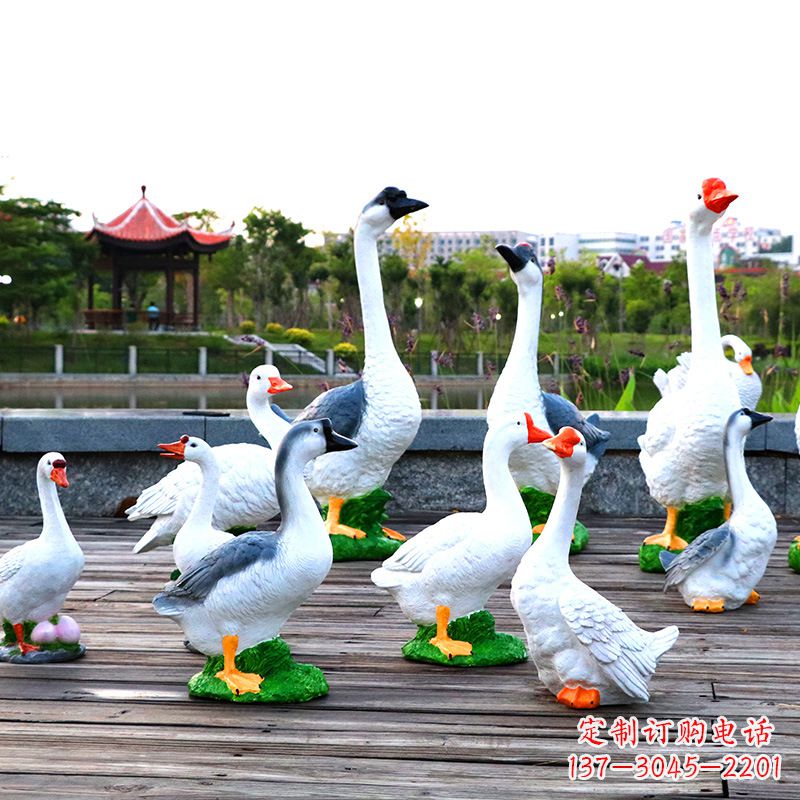 赣州农场户外草地水景天鹅动物雕塑摆件