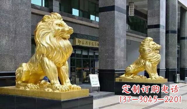 赣州鎏金西洋狮子铜雕——象征力量与尊贵