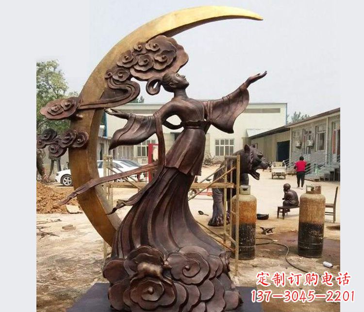 赣州中领雕塑:精美嫦娥月亮铜雕