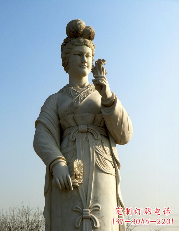 赣州十二花神之十二月水仙花梁玉清汉白玉古代美女雕像