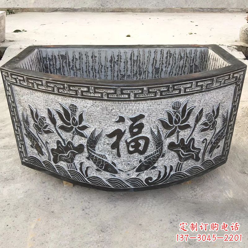 赣州欣赏自然美景,石槽养鱼缸静谧雕塑