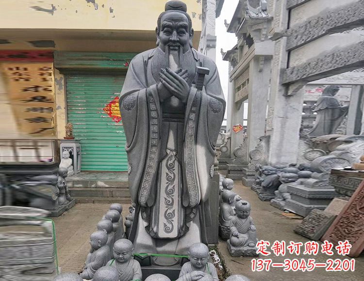 赣州石雕人物孔子像
