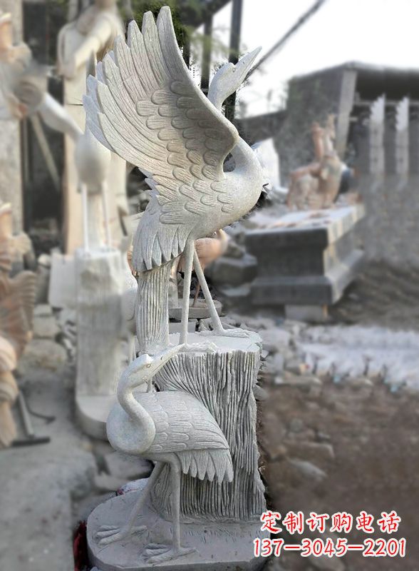 赣州石雕仙鹤景观摆件