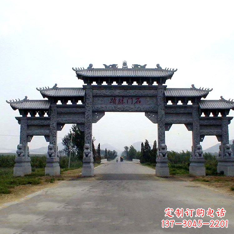 赣州石门胜迹青石仿古石雕牌楼