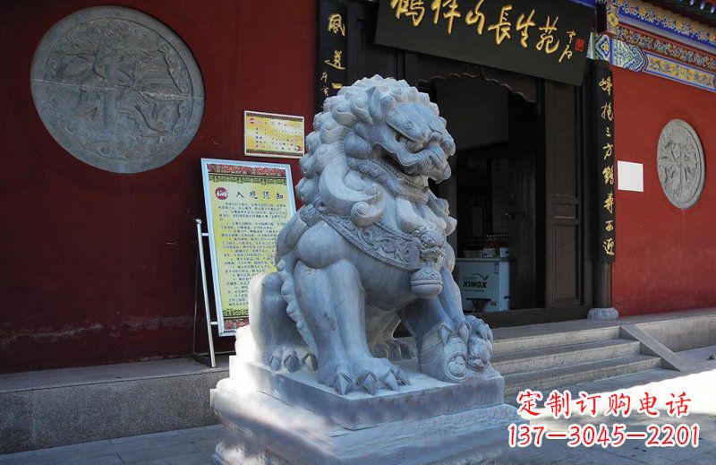 赣州石狮子寺庙门口石雕