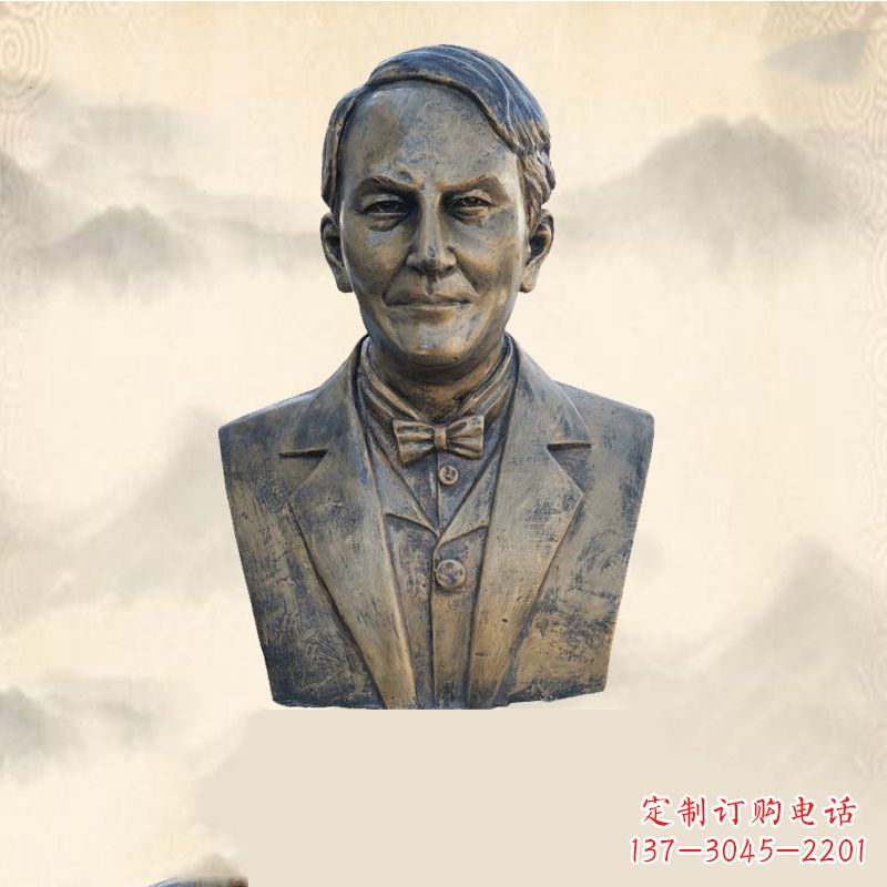 赣州世界名人爱迪生纯铜头像雕塑-学校校园名人系列雕塑