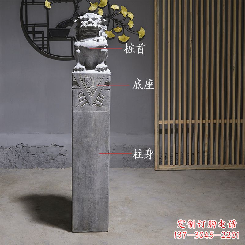 赣州拴马桩石雕仿古石狮子