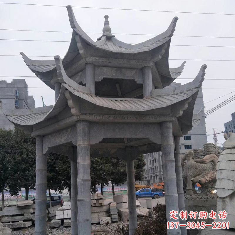 赣州双层八角石雕凉亭