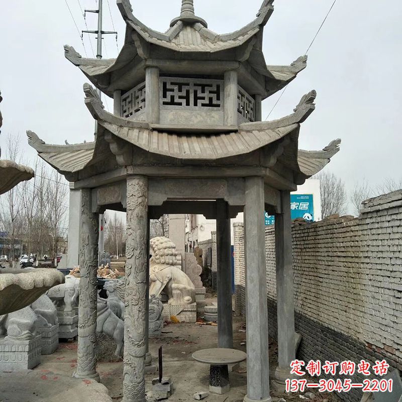 赣州双层大理石凉亭雕塑