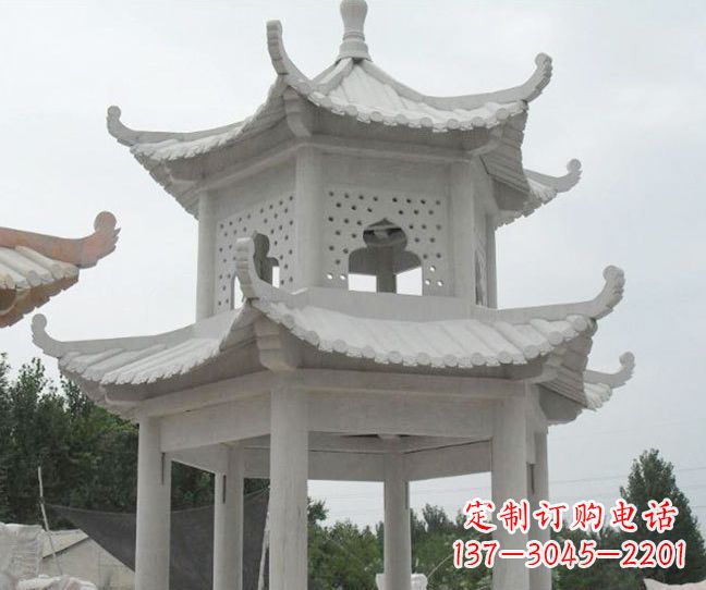 赣州双层大理石凉亭石雕