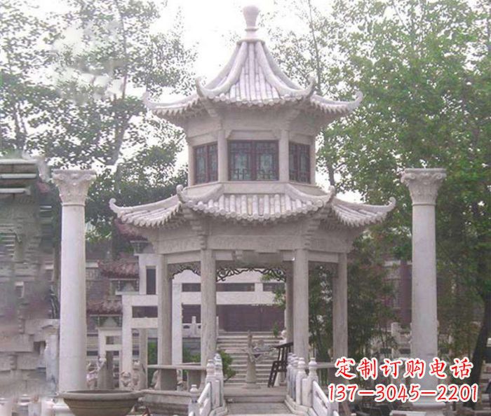 赣州双层仿古凉亭石雕 (3)
